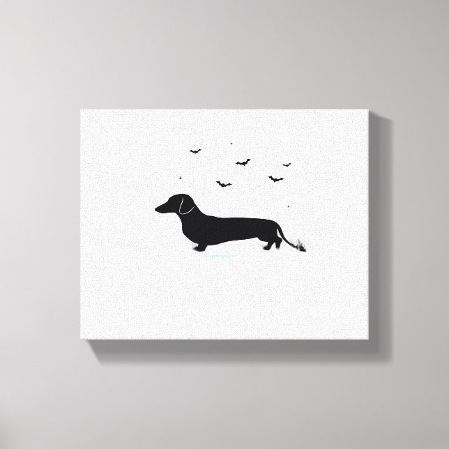 Dachshund Hund - Halloween Måne Silhouette Classic Canvastryck (Framsida)
