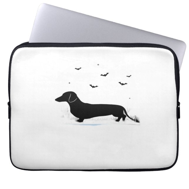Dachshund Hund - Halloween Måne Silhouette Classic Laptop Fodral (Framsidan)