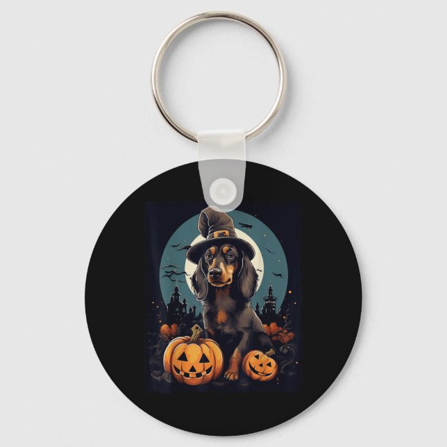 Dachshund Hund Halloween Nyckelring (Framsida)