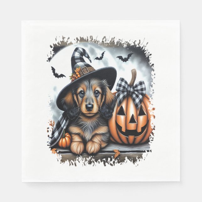 Dachshund Hund Halloween Pappersservett (Framsidan)