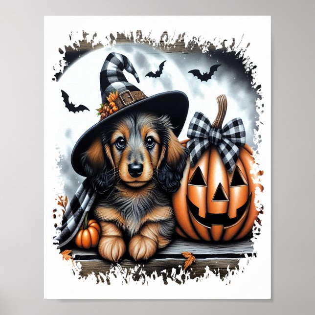 Dachshund Hund Halloween Poster (Framsidan)