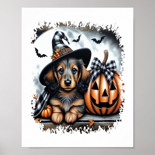 Dachshund Hund Halloween Poster (Framsidan)