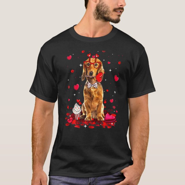 Dachshund Hund Hjärtedräkt P T Shirt (Framsida)