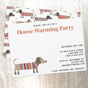 Dachshund Hund House Warming Party Meddelande