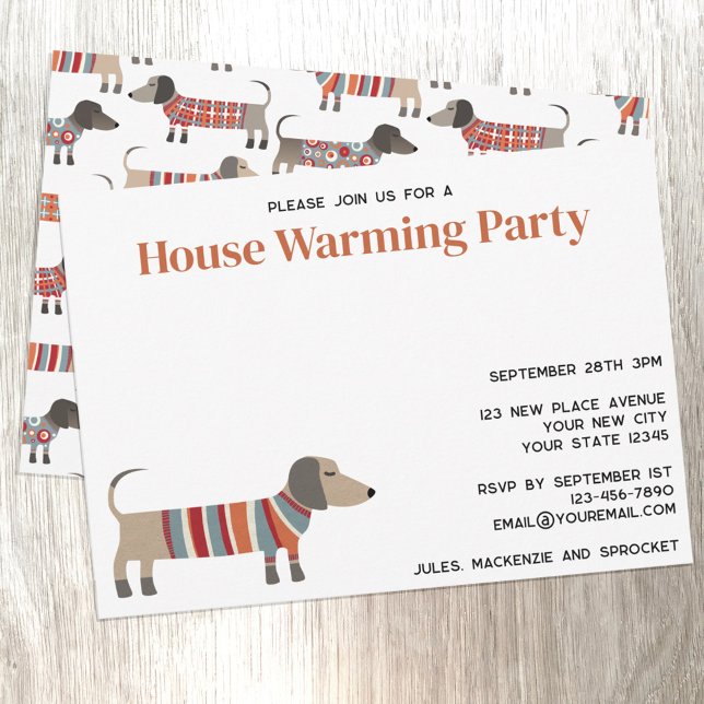 Dachshund Hund House Warming Party Meddelande (Fun dachshund wiener sausage dog house warming party invitation)