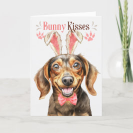 Dachshund Hund i Bunny Öron för Påsk Helgkort