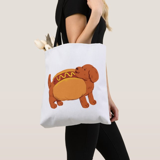Dachshund-Hund i hett hund costume Tygkasse (Närbild)