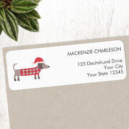 Dachshund Hund i Returadressen Jul Hat Returadress Etikett