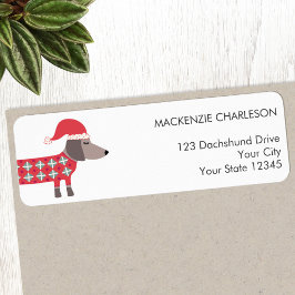 Dachshund Hund i Returadressen Jul Hat Returadress Etikett