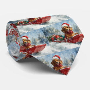 Dachshund Hund i Släd Låt det Snöa Jul Slips