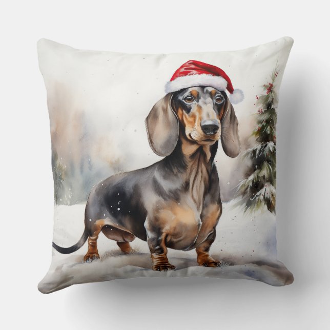 Dachshund Hund i Snö-jul Kudde (Baksida)