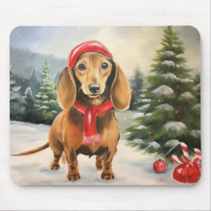 Dachshund Hund i Snö-jul Musmatta