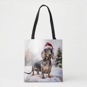 Dachshund Hund i Snö-jul Tygkasse