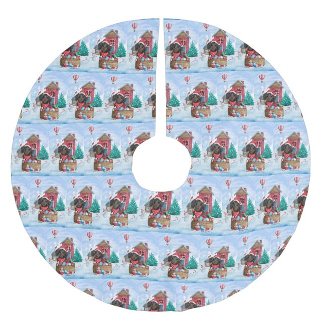 Dachshund Hund i snö julhus Hund Julgransmatta Borstad Polyester (Framsidan)
