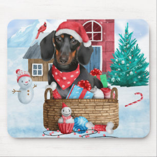 Dachshund Hund i snö julhus Hund Musmatta