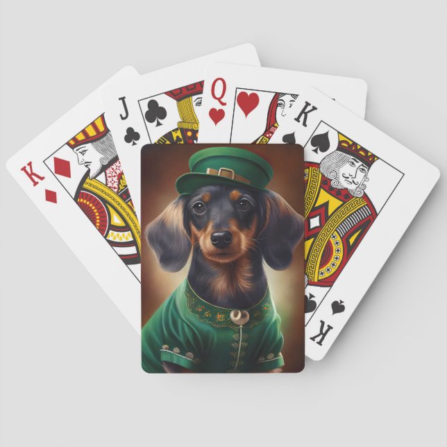 Dachshund Hund i St. Patrick Dress Casinokort (Baksidan)