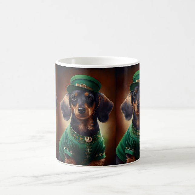 Dachshund Hund i St. Patrick Dress Kaffemugg (Center)