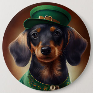 Dachshund Hund i St. Patrick Dress Knapp