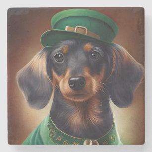 Dachshund Hund i St. Patrick Dress Stenunderlägg
