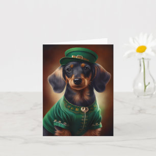 Dachshund hund i St. Patricks dag dräkt Kort