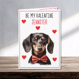 Dachshund Hund I Woof You Valentine Kort
