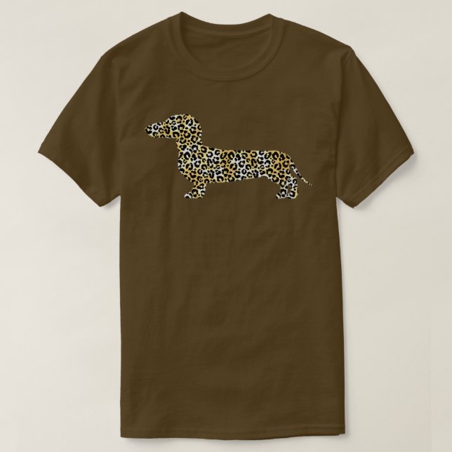 Dachshund Hund in Leopard Mönster T Shirt (Design framsida)