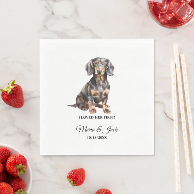 Dachshund Hund Jag älskade Henne Första Bröllops S Pappersservett (Insitu)
