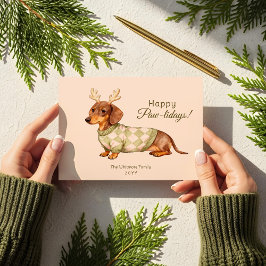 Dachshund Hund Jul Checkated Sweater Photo Julkort
