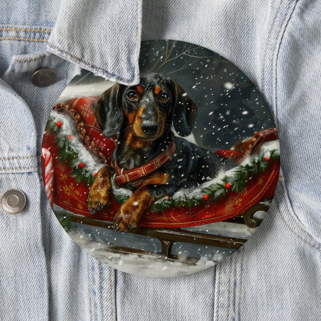 Dachshund Hund Jul Festlig Knapp (In Situ)