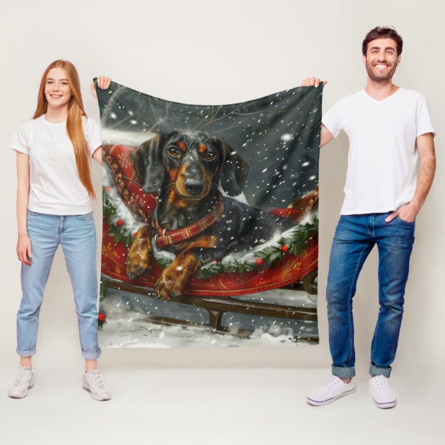 Dachshund Hund jul Fleecefilt (På plats)