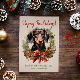 Dachshund Hund jul jul Lycklig Pawlidays Howlidays Julkort