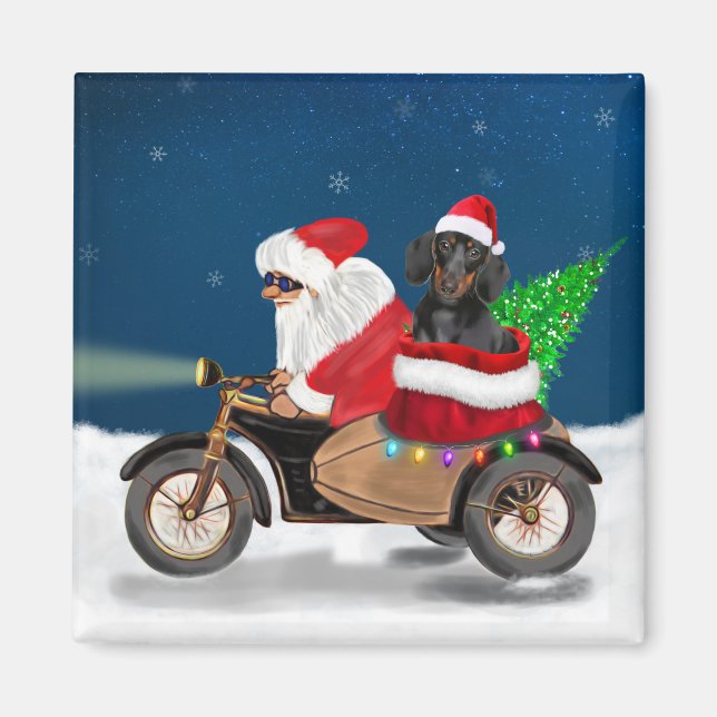 Dachshund Hund jul Jultomten Magnet (Framsidan)
