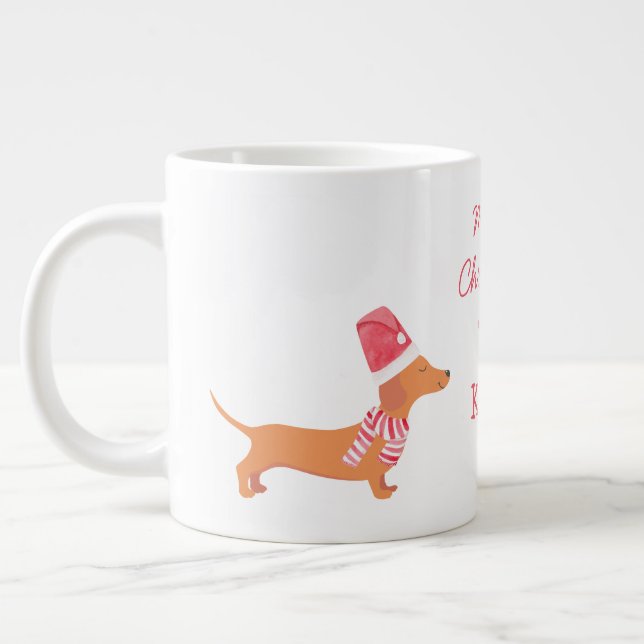 Dachshund Hund Jul Jumbo Mugg (Vänster)