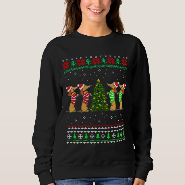 Dachshund Hund jul Ugly Sweater Dachshund Xma T Shirt (Framsida)