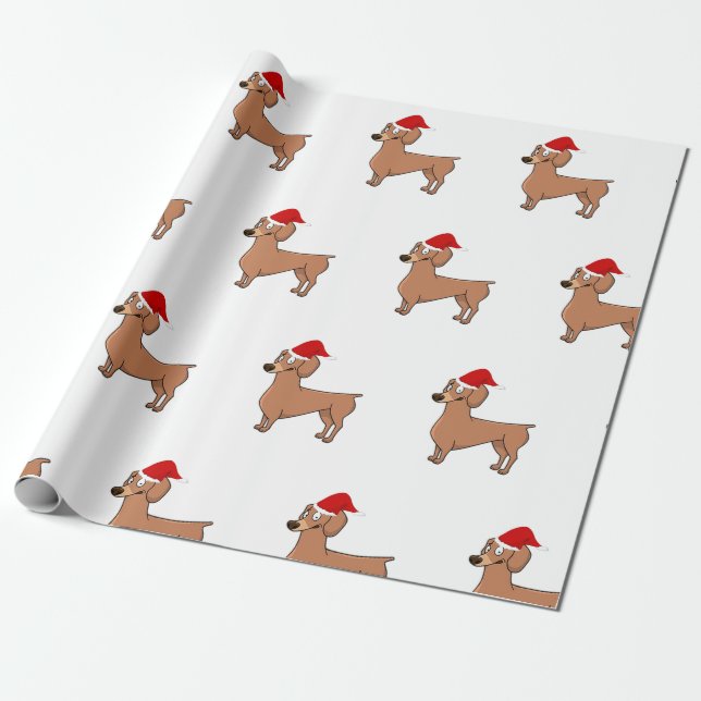 Dachshund Hund jultomten Hat Presentpapper (Utrullad)