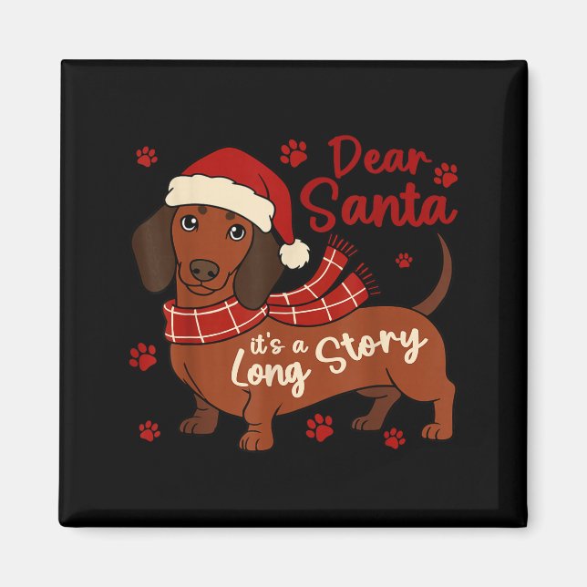 Dachshund Hund Kära Tomte Det Är En Lång Historia  Magnet (Framsidan)