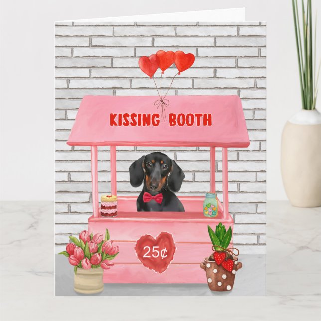 Dachshund Hund Kyssar Bås Alla Hjärtans Dag Kort (Framsida)