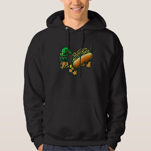 Dachshund Hund Leprechau St Patrick Day Saint Padd Hoodie (Framsida)