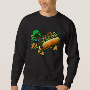 Dachshund Hund Leprechau St Patrick Day Saint Padd Lång Ärmad Tröja