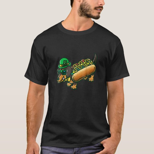 Dachshund Hund Leprechau St Patrick Day Saint Padd T Shirt (Framsida)