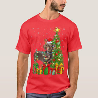 Dachshund Hund Lighting Julafton Träd Santa Dachsh T Shirt