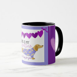 Dachshund Hund Lila Heart Funny Anpassningsbar Tex Mugg