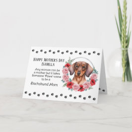 Dachshund Hund Mamma Blommigtar Mors dag Verse Helgkort