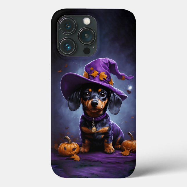 Dachshund hund med Halloween-pumphus (Baksida)