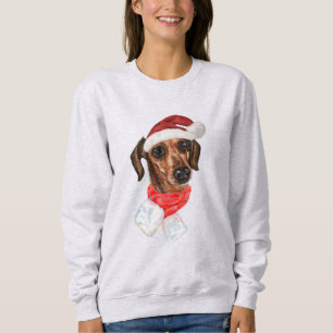 Dachshund Hund Med Jul Santa Hatt T-Shirt Bab