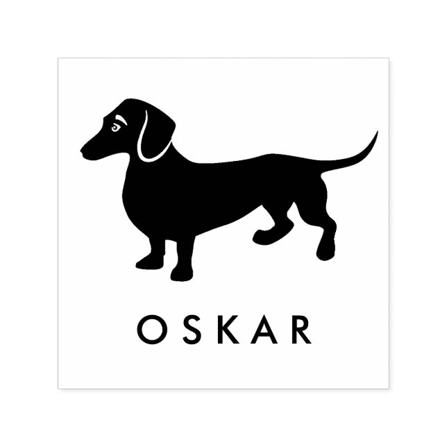 Dachshund Hund med Namn Självfärgande Stämpel (Design)