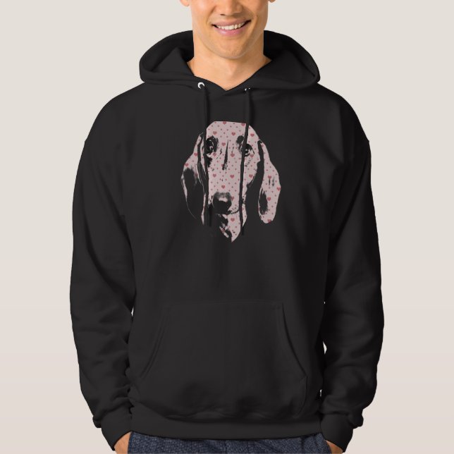 Dachshund Hund minimalistisk Silhouette med honom Hoodie (Framsida)
