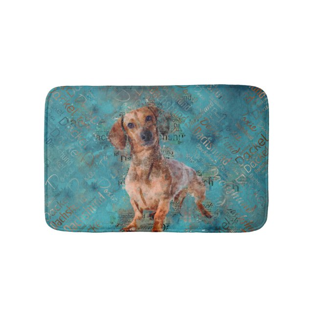 Dachshund hund Mixed Media Art Badrumsmatta (Framsidan)