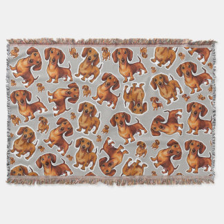 Dachshund Hund Mönster Fleece Blanket Filt