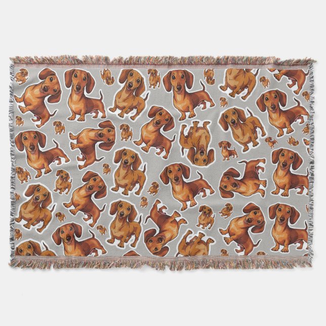 Dachshund Hund Mönster Fleece Blanket Filt (Framsidan)